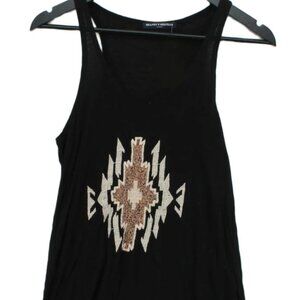 Brandy Melville Black Tank Top - Embroidered Front